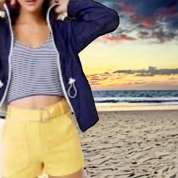 Forever 21 Navy Blue White Full Zip Jacket Size M EUC - Picture 7 of 16